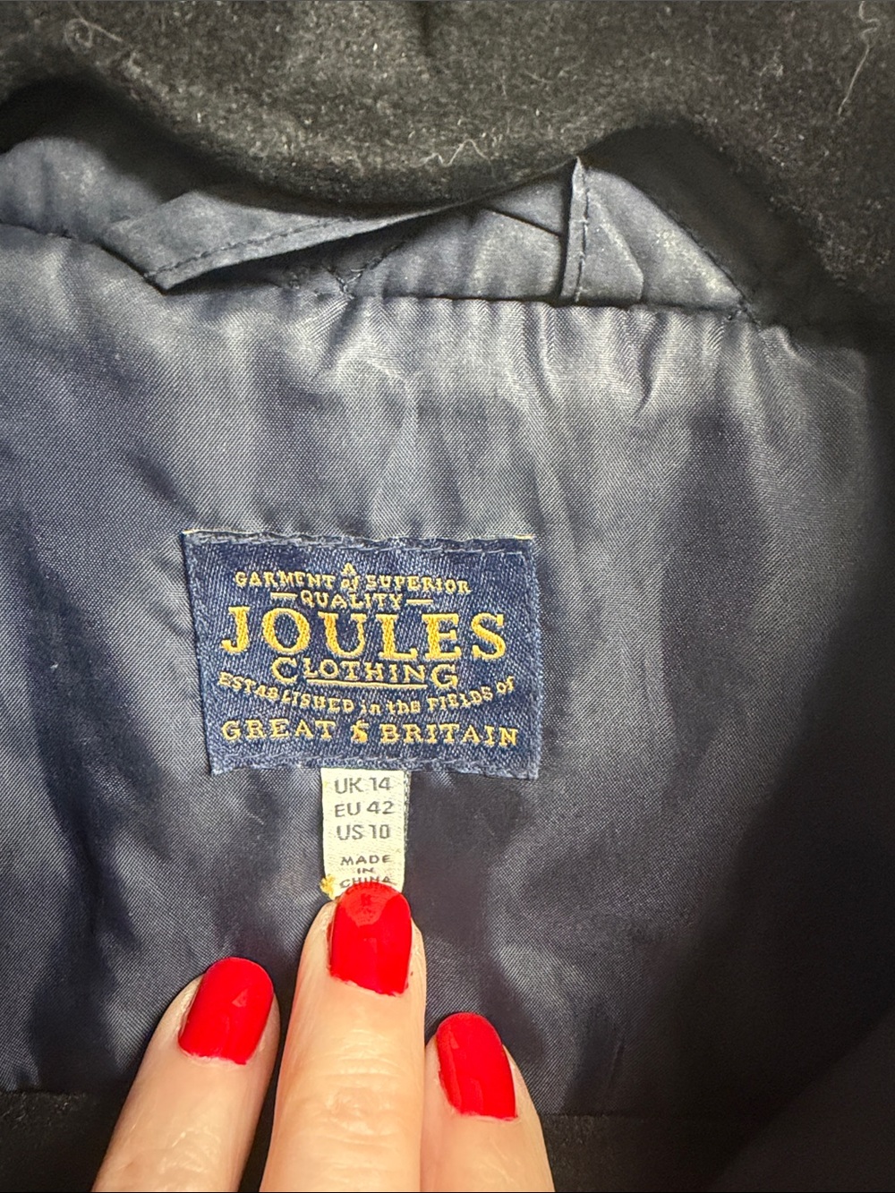 Joules Quilted Navy Sleeveless Zip Vest with Gold Hardware - Picture 2 of 4